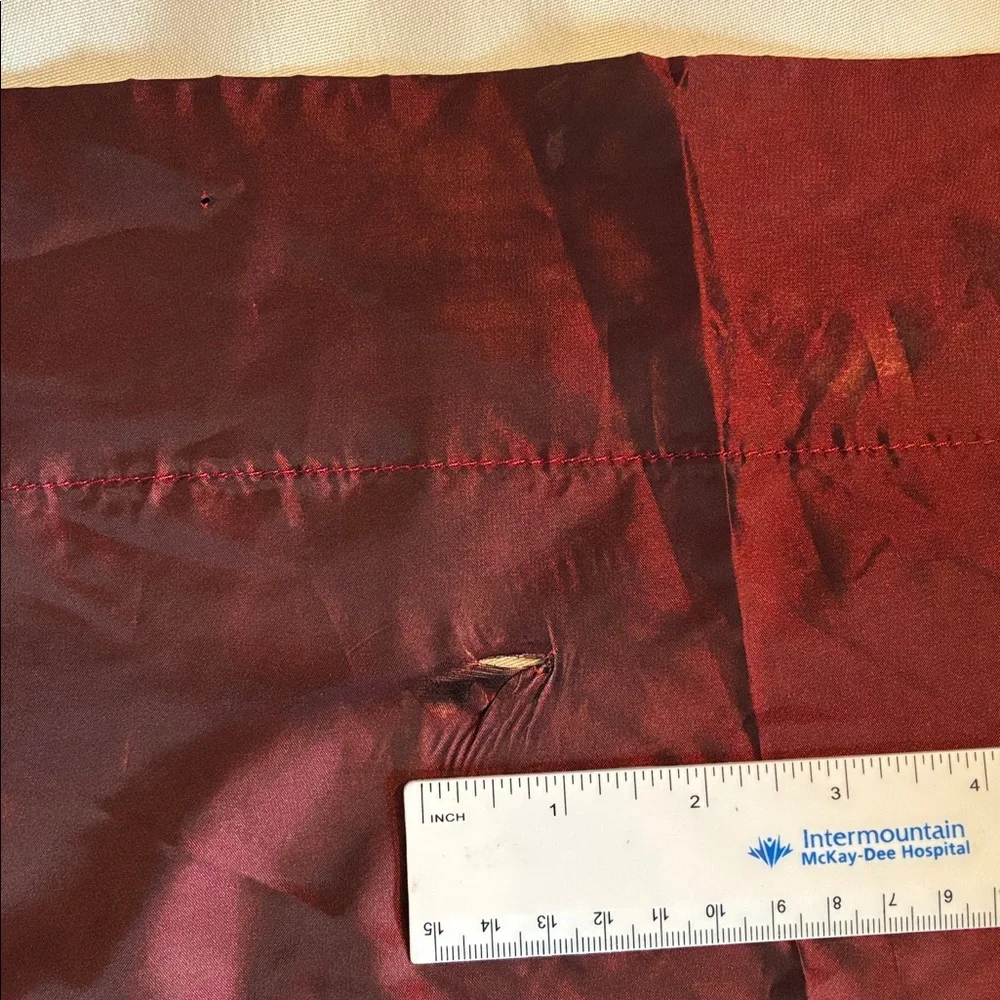 Global Home burgundy satin beaded window curtain valance set of 4 traditional